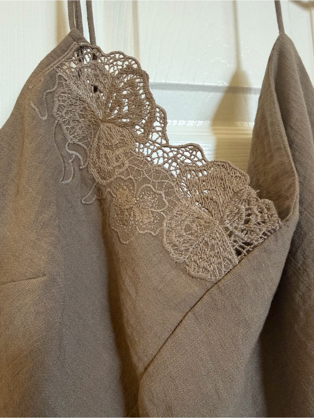 Zara Slip Midi Dress with Floral Lace - Taupe - Picture 4 of 5